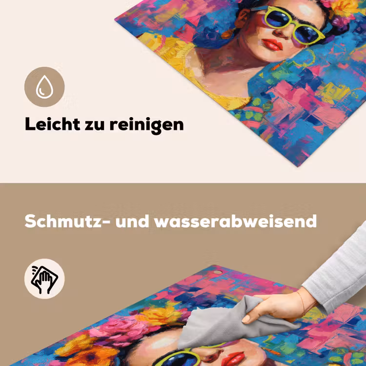 Vrolijk portret - Vrouw - Bloemenkroon Inductie beschemer met haakjes middel -ky-schoon-de
