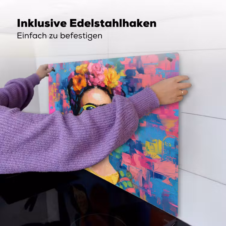Vrolijk portret - Vrouw - Bloemenkroon Inductie beschemer met haakjes middel -ky-ophangen-de
