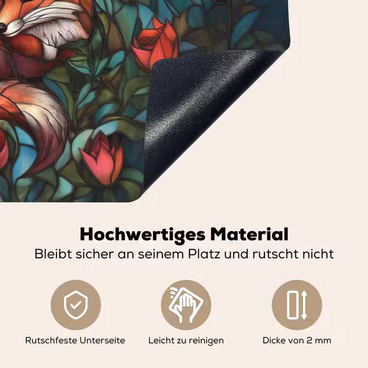 Vos - Mozaïek - Bos - Maan Inductie beschemer met haakjes klein -ky-onderkant-de