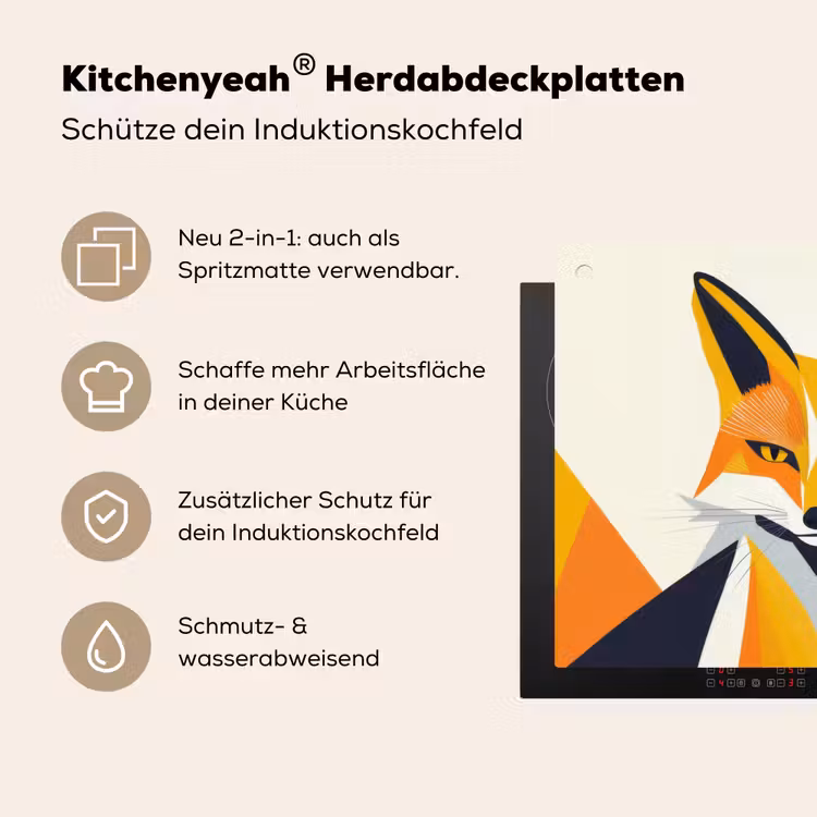Vos - Oranje - Abstract - Driehoeken Inductie beschemer met haakjes middel -ky-usp-de