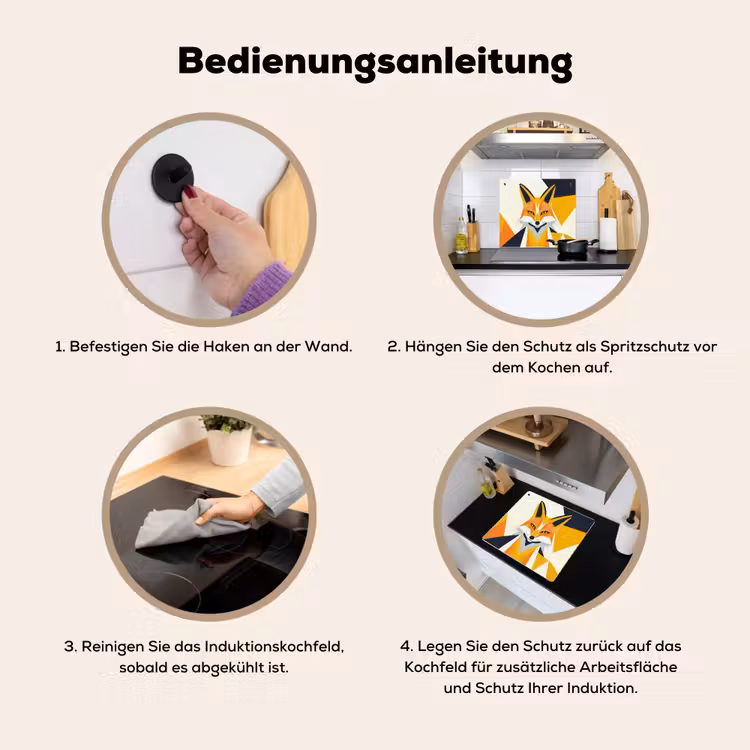 Vos - Oranje - Abstract - Driehoeken Inductie beschemer met haakjes middel -ky-gebruik-de