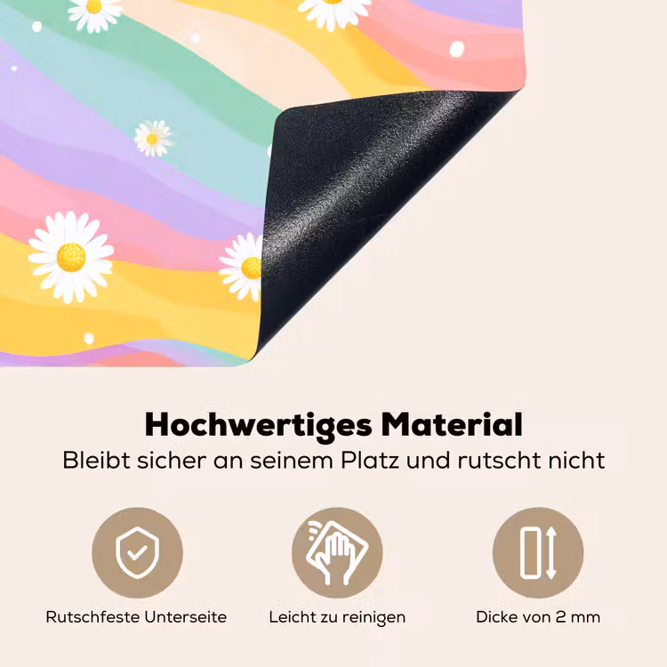 Madeliefjes - Kleurrijk - Pastel Inductie beschemer met haakjes klein -ky-onderkant-de