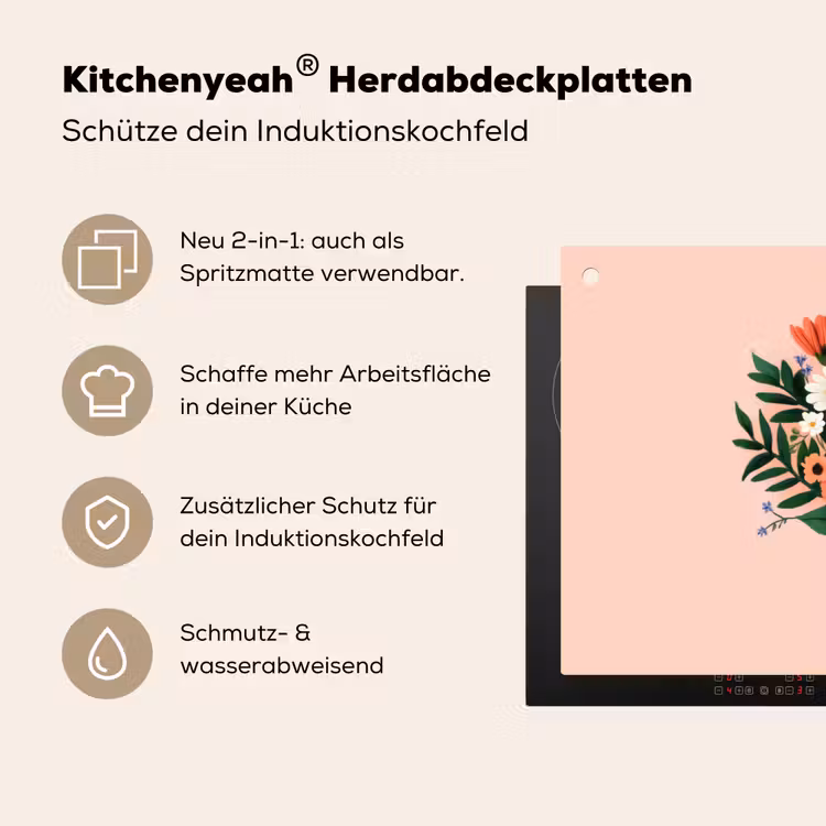 Margrieten - Boeket - Strikje - Roze Inductie beschemer met haakjes klein -ky-usp-de