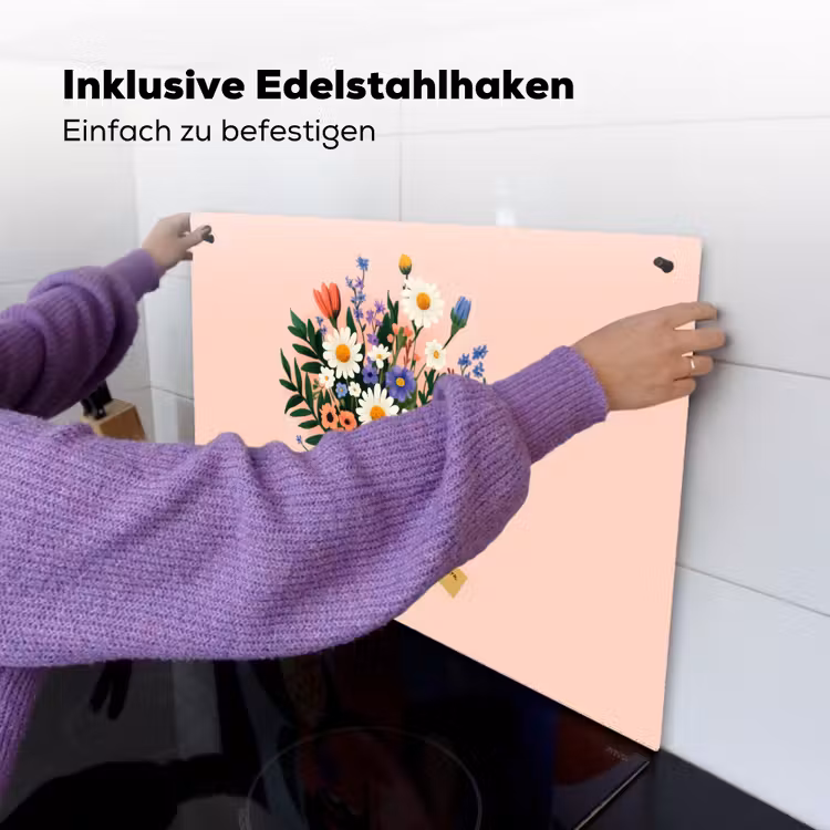 Margrieten - Boeket - Strikje - Roze Inductie beschemer met haakjes klein -ky-ophangen-de