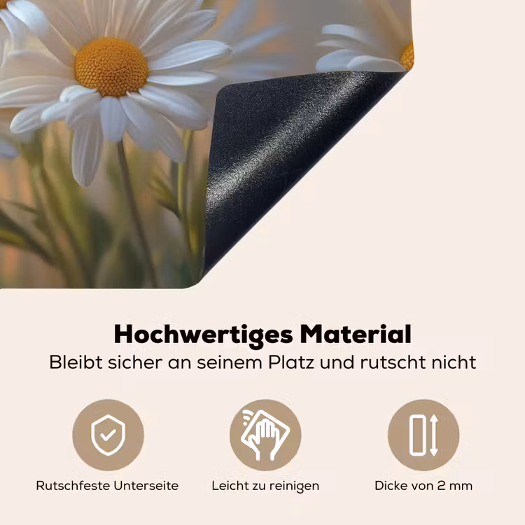 Madeliefjes - Wit - Zonlicht Inductie beschemer met haakjes klein -ky-onderkant-de
