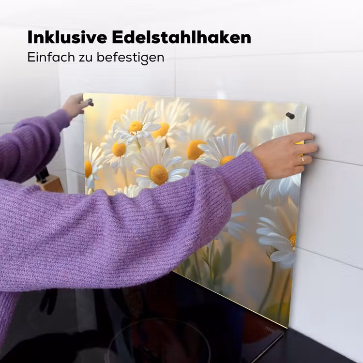 Madeliefjes - Wit - Zonlicht Inductie beschemer met haakjes klein -ky-ophangen-de