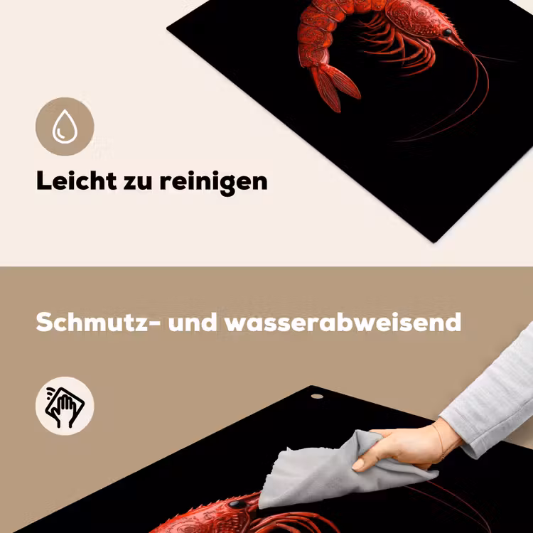 Garnaal - Rood - Dieren Inductie beschemer met haakjes klein -ky-schoon-de