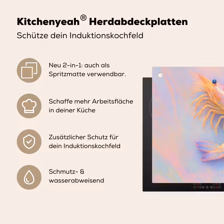Garnaal - Subtiele structuur - Blauw - Roze Inductie beschemer met haakjes middel -ky-usp-de