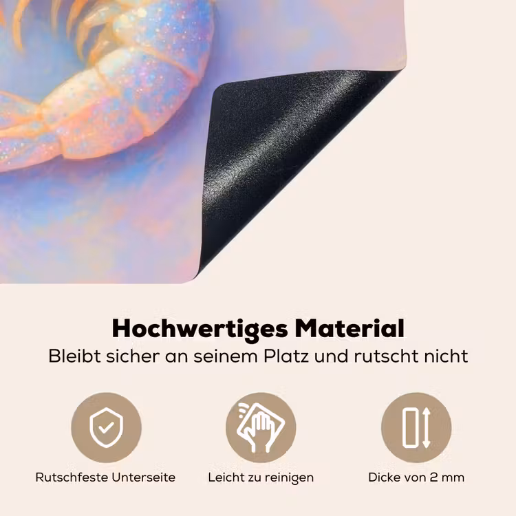 Garnaal - Subtiele structuur - Blauw - Roze Inductie beschemer met haakjes middel -ky-onderkant-de