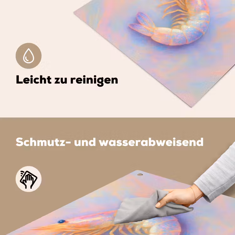 Garnaal - Subtiele structuur - Blauw - Roze Inductie beschemer met haakjes middel -ky-schoon-de
