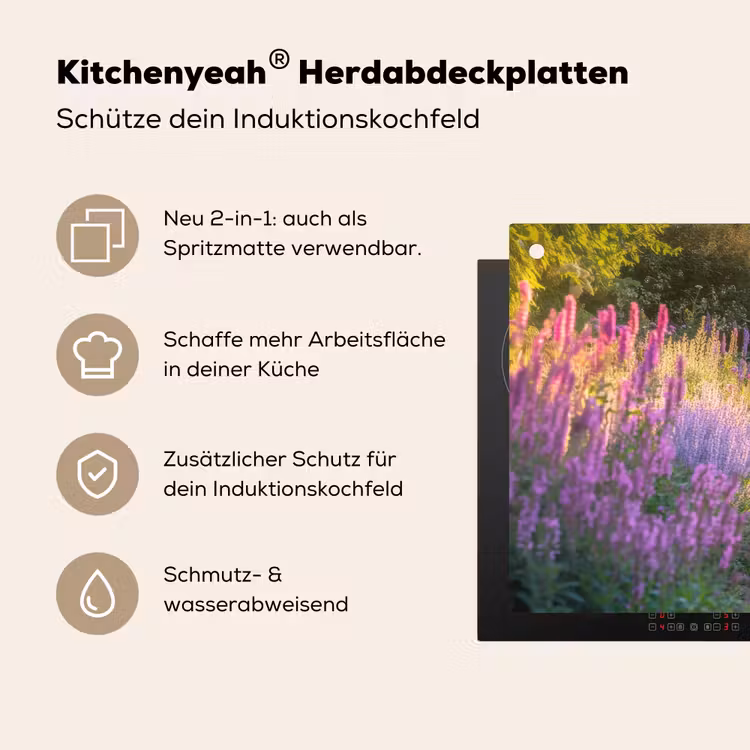 Tuinhuisje - Blauw - Bloemen Inductie beschemer met haakjes klein -ky-usp-de
