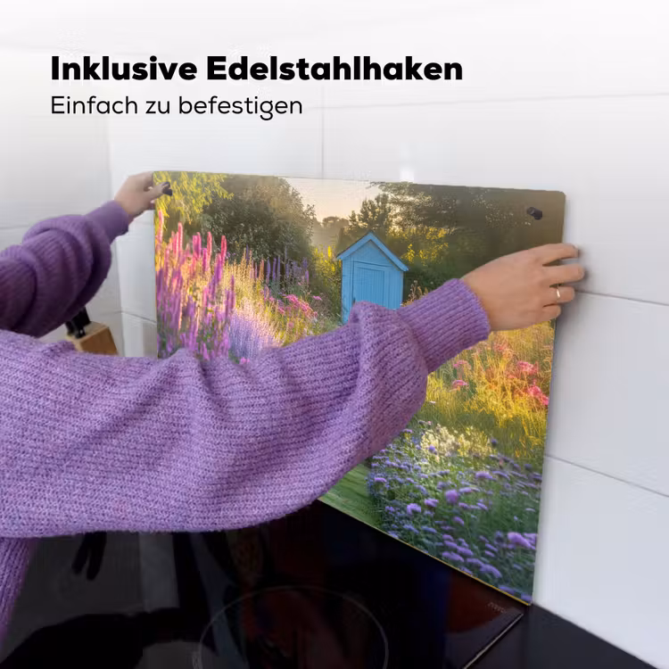 Tuinhuisje - Blauw - Bloemen Inductie beschemer met haakjes klein -ky-ophangen-de