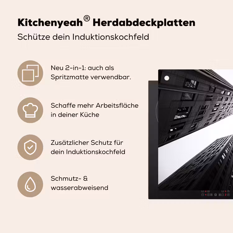 Gebouwen - Lucht - Zwart Inductie beschemer met haakjes klein -ky-usp-de