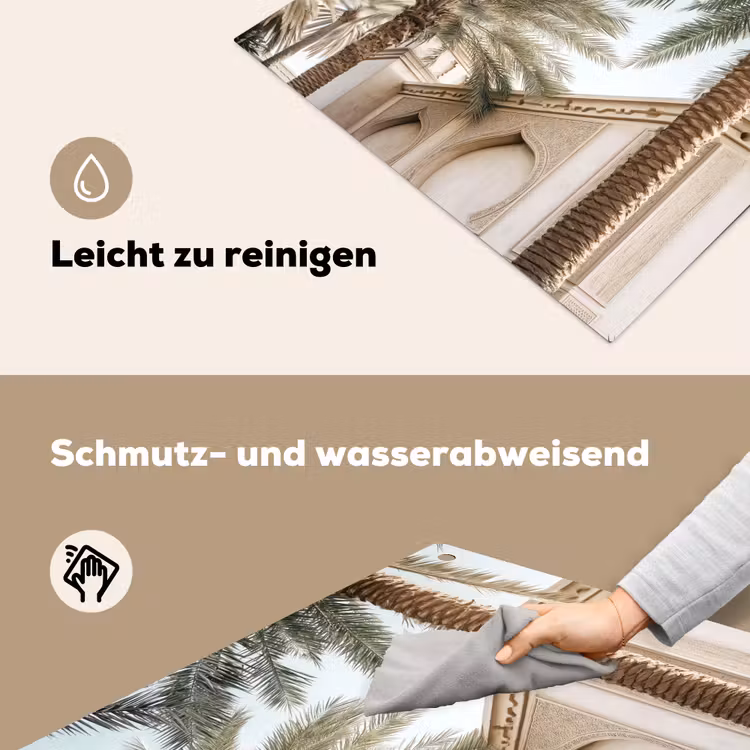 Gebouw - Palmbomen - Beige - Zon Inductie beschemer met haakjes middel -ky-schoon-de