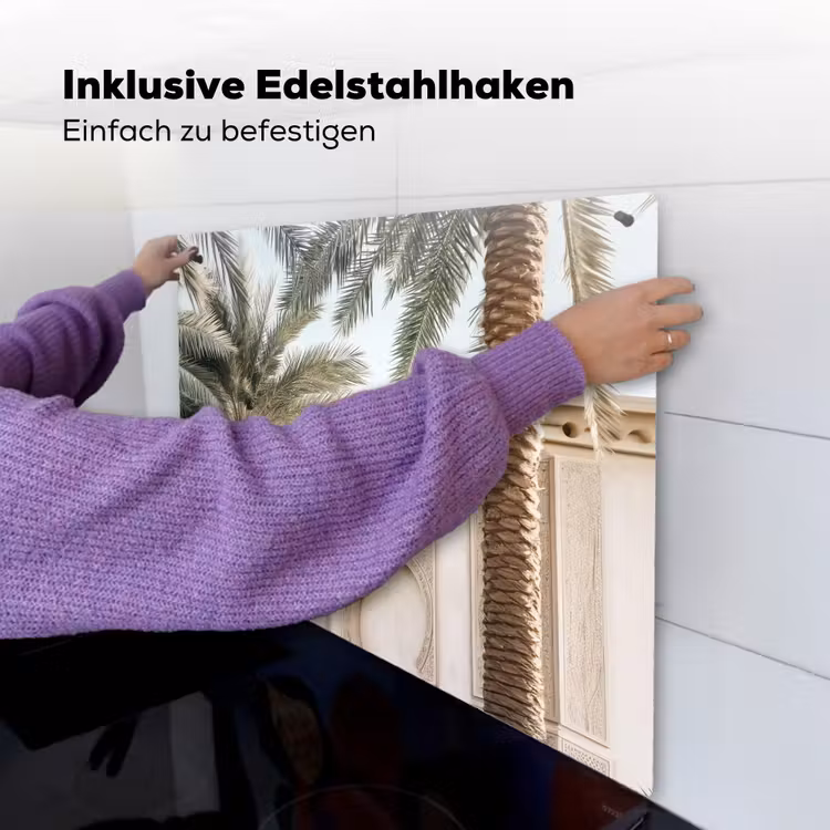 Gebouw - Palmbomen - Beige - Zon Inductie beschemer met haakjes middel -ky-ophangen-de