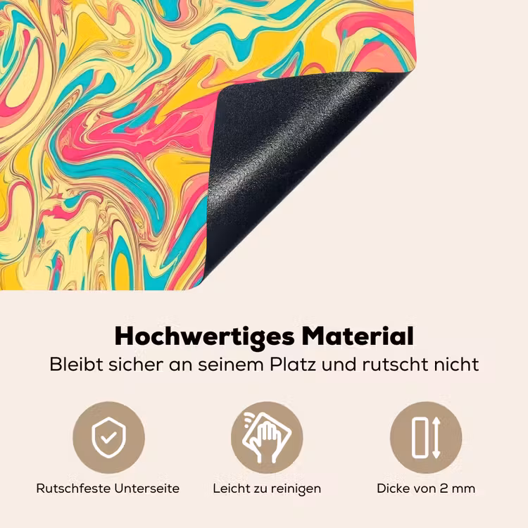 Geel - Roze - Blauw - Retro Inductie beschemer met haakjes klein -ky-onderkant-de