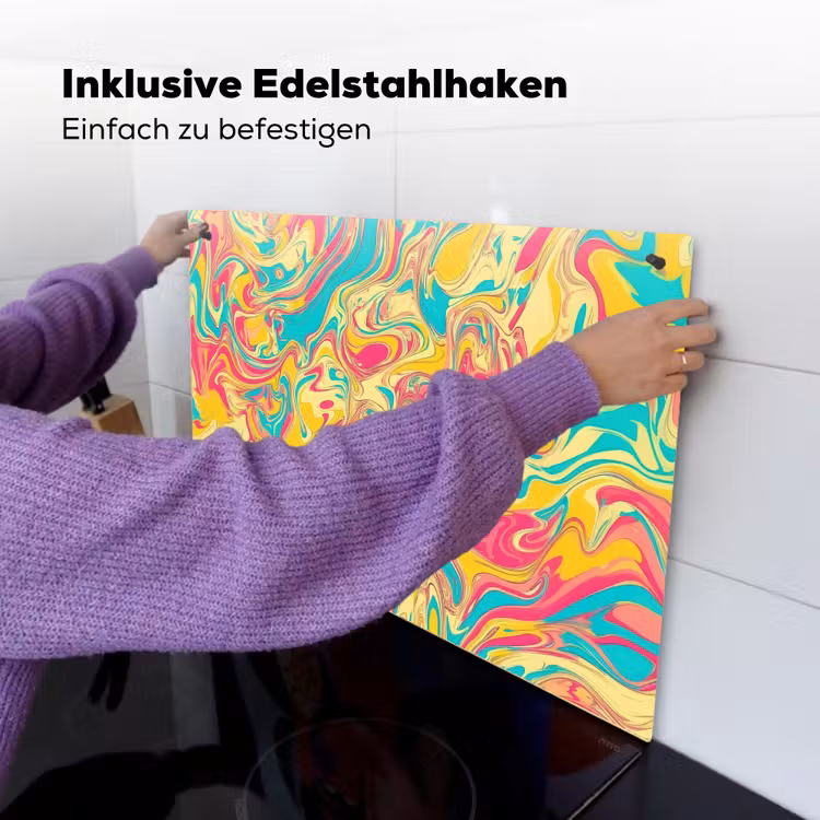 Geel - Roze - Blauw - Retro Inductie beschemer met haakjes klein -ky-ophangen-de