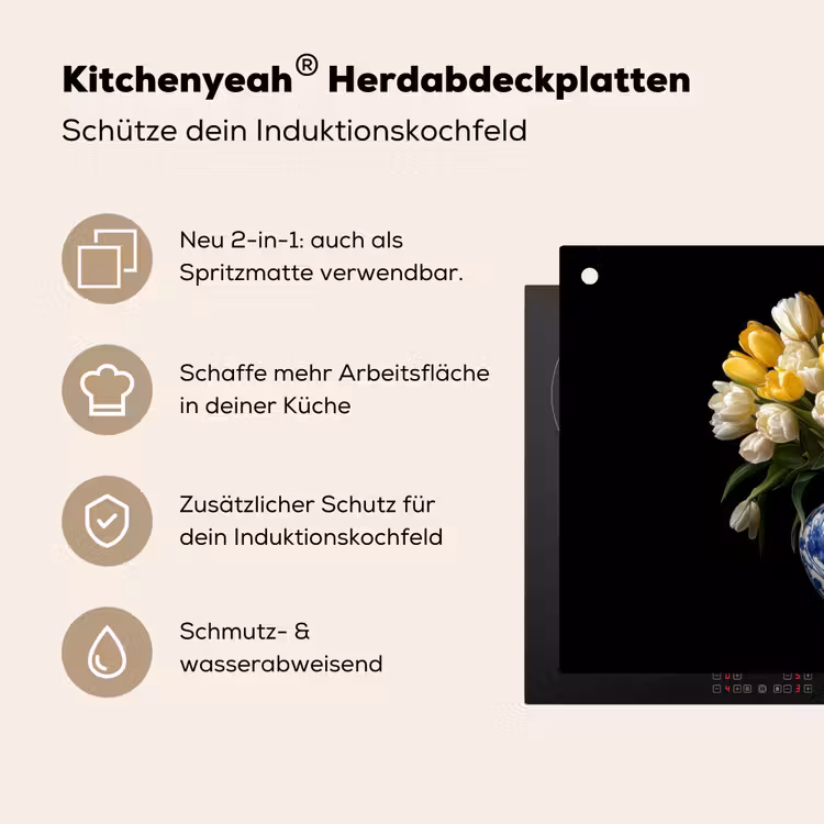 Geel - Tulpen - Vaas - Bloemen Inductie beschemer met haakjes klein -ky-usp-de