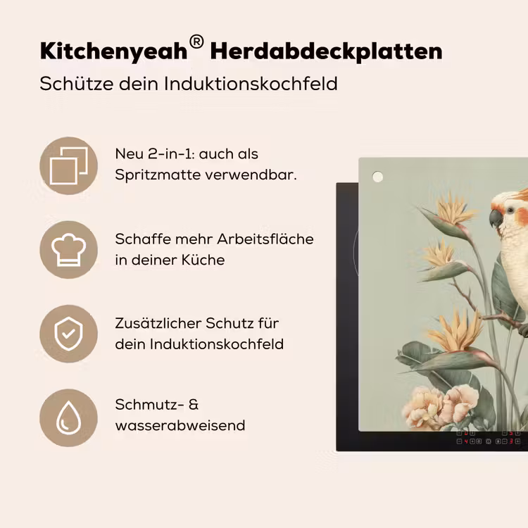 Gele kuifkaketoe - paradijsvogelbloemen - Groen Inductie beschemer met haakjes middel -ky-usp-de