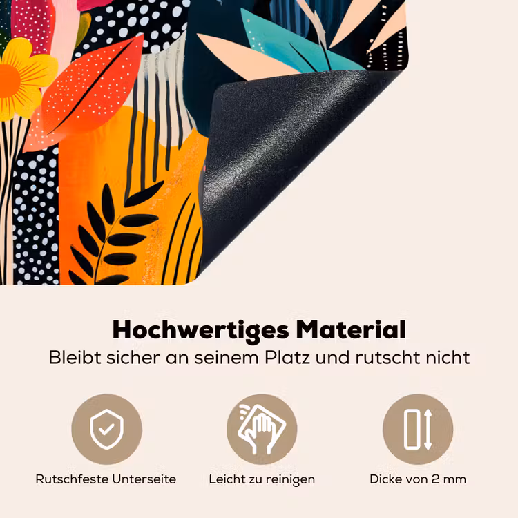 Schilderij - Abstract - Bloemen - Roze Inductie beschemer met haakjes klein -ky-onderkant-de