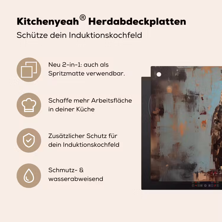 Geschilderd - Abstract - Uil - Bruin Inductie beschemer met haakjes klein -ky-usp-de
