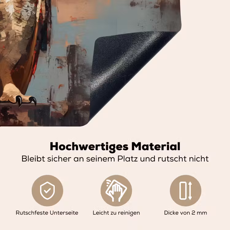 Geschilderd - Abstract - Uil - Bruin Inductie beschemer met haakjes klein -ky-onderkant-de