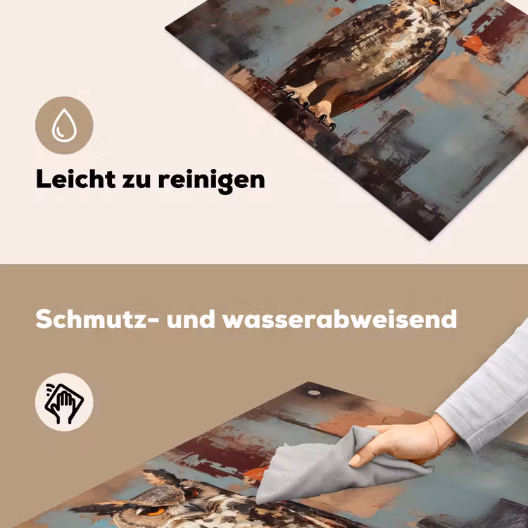 Geschilderd - Abstract - Uil - Bruin Inductie beschemer met haakjes klein -ky-schoon-de
