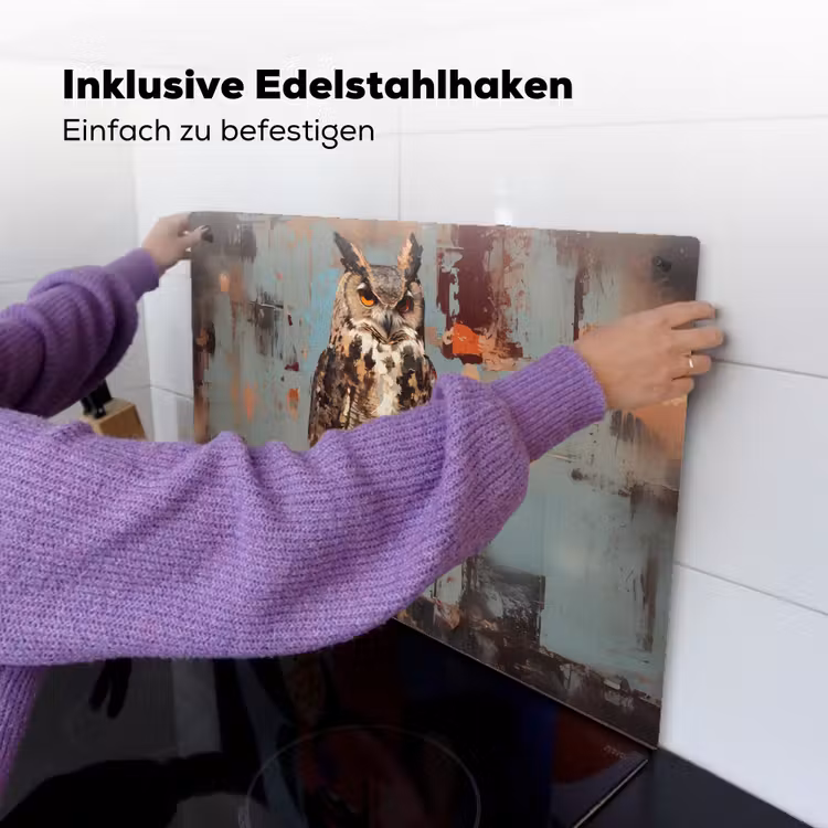 Geschilderd - Abstract - Uil - Bruin Inductie beschemer met haakjes klein -ky-ophangen-de