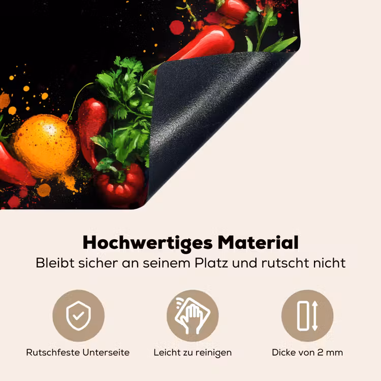 Groente - Graffiti - Kleurrijk - Koken - Abstract Inductie beschemer met haakjes klein -ky-onderkant-de