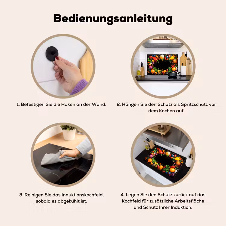 Groente - Graffiti - Kleurrijk - Koken - Abstract Inductie beschemer met haakjes klein -ky-gebruik-de