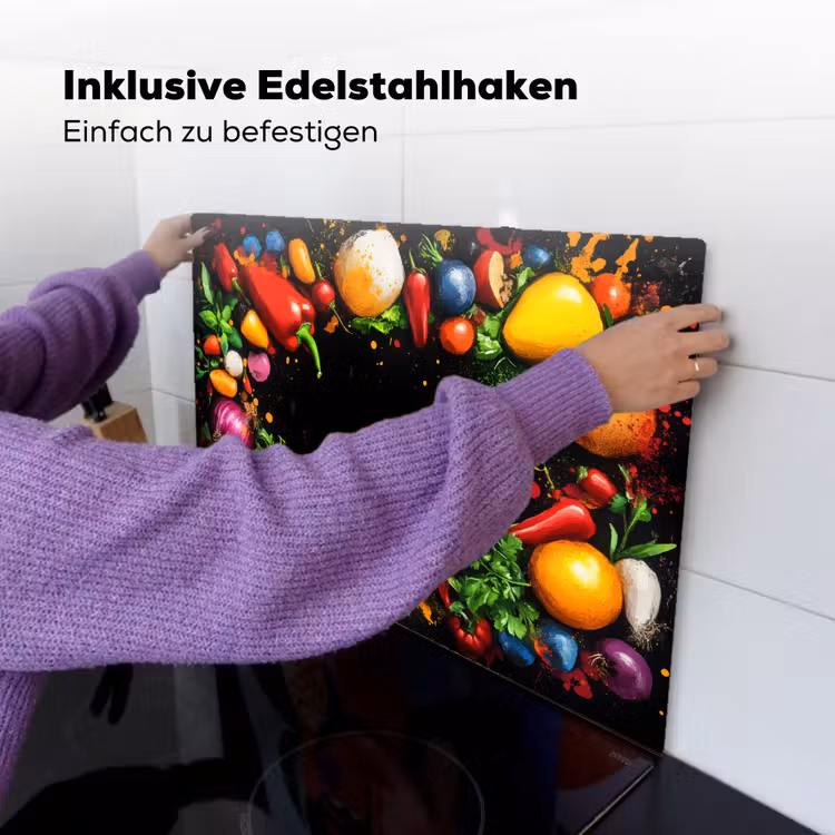 Groente - Graffiti - Kleurrijk - Koken - Abstract Inductie beschemer met haakjes klein -ky-ophangen-de