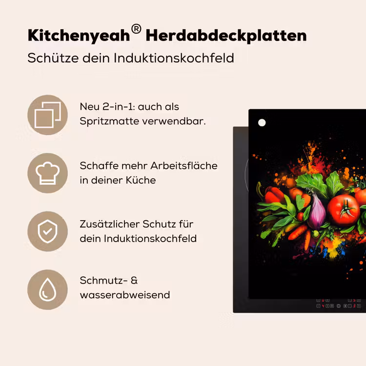 Groente - Eten - Kruiden - Graffiti - Koken Inductie beschemer met haakjes klein -ky-usp-de