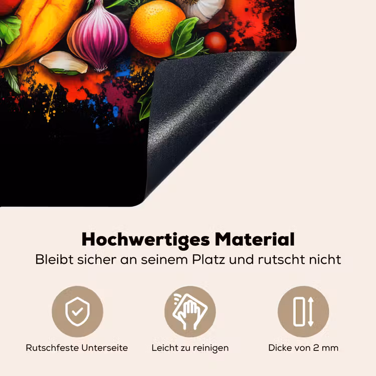 Groente - Eten - Kruiden - Graffiti - Koken Inductie beschemer met haakjes klein -ky-onderkant-de