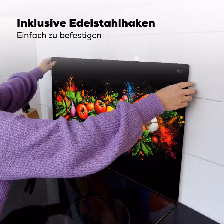 Groente - Eten - Kruiden - Graffiti - Koken Inductie beschemer met haakjes klein -ky-ophangen-de