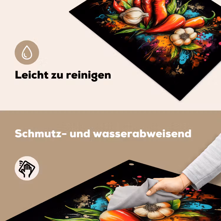 Groente - Peper - Knoflook - Graffiti - Verf - Kleurrijk Inductie beschemer met haakjes klein -ky-schoon-de