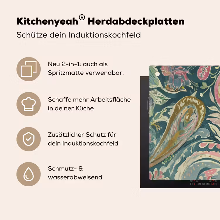 Patroon - Kleurrijk - Sierlijk - Groen Inductie beschemer met haakjes klein -ky-usp-de