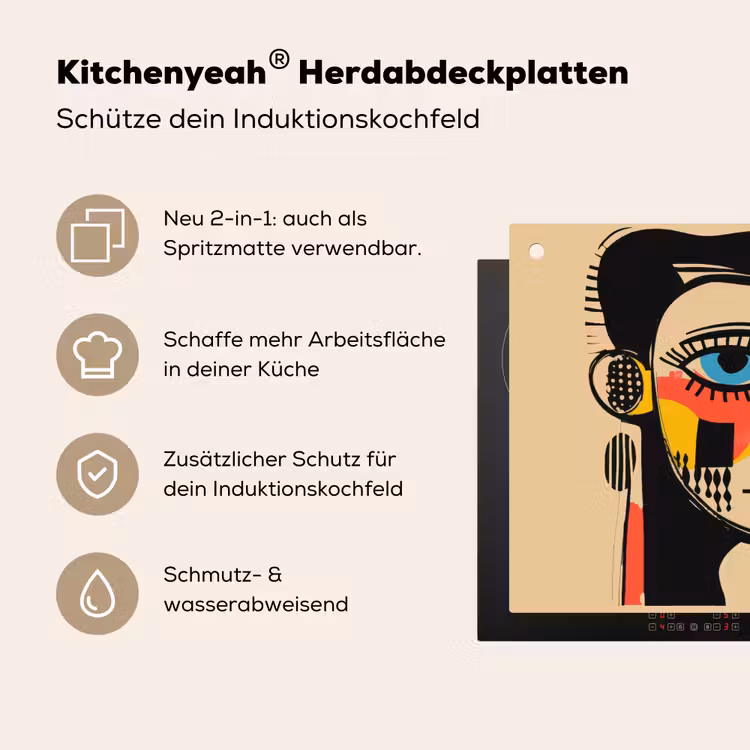 Geometrisch - Felle kleuren - Kubistische stijl Inductie beschemer met haakjes middel -ky-usp-de