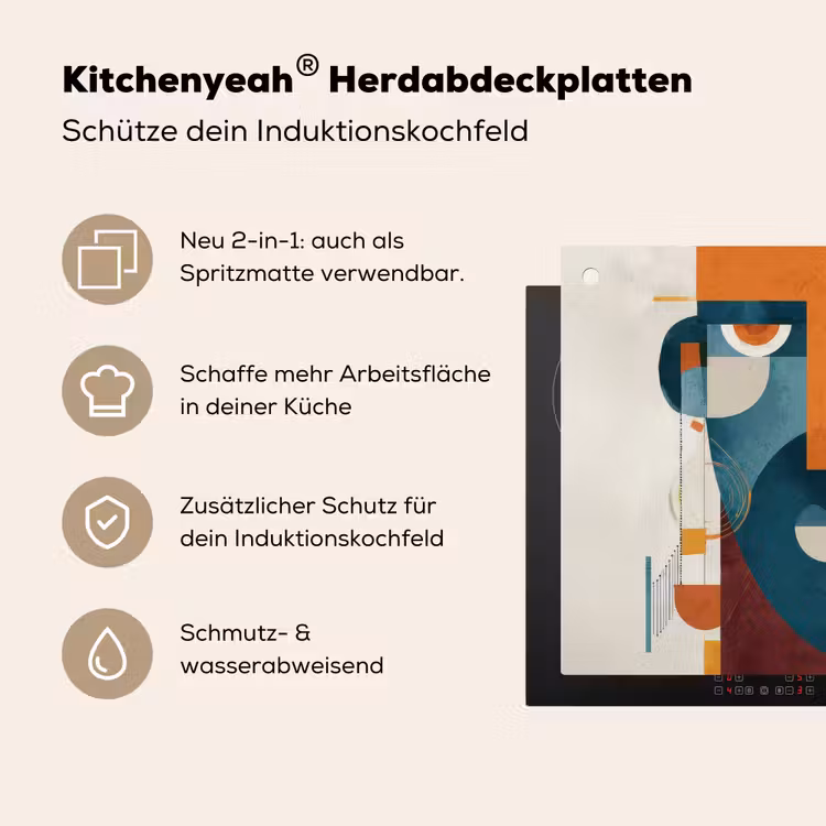 Geometrisch - Strakke vormen - Kleurrijk Inductie beschemer met haakjes middel -ky-usp-de