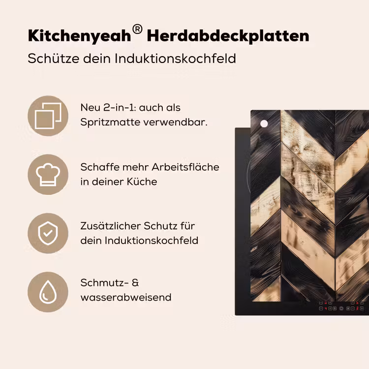 Geometrisch Houtmozaïek Inductie beschemer met haakjes middel -ky-usp-de