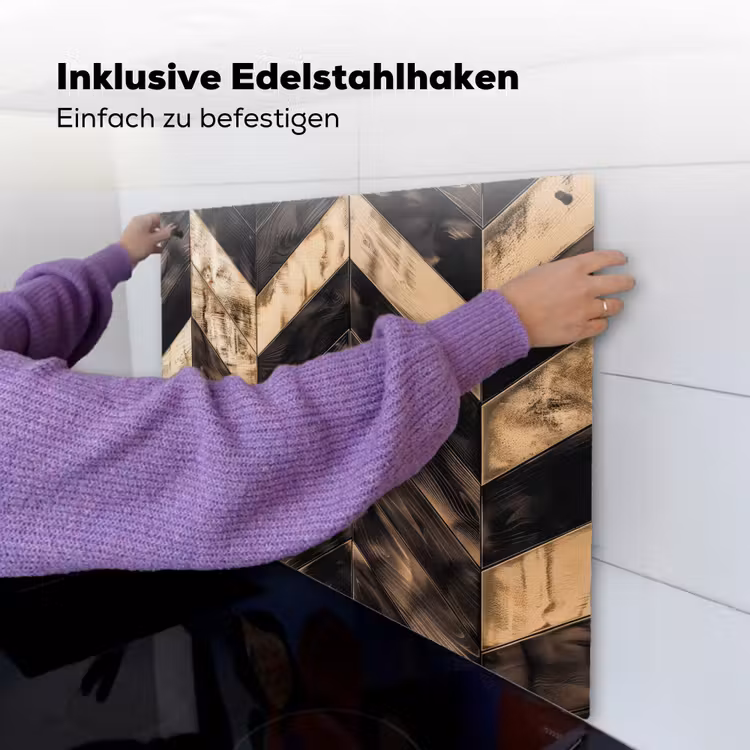 Geometrisch Houtmozaïek Inductie beschemer met haakjes middel -ky-ophangen-de