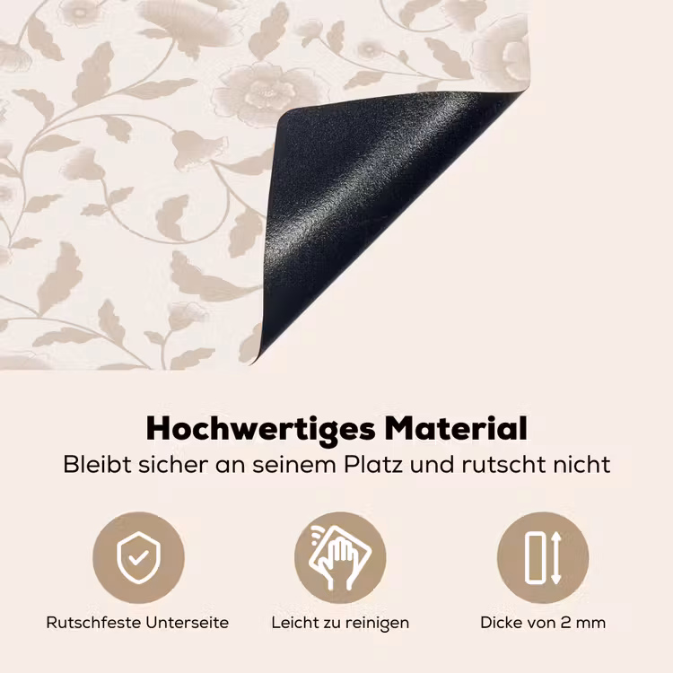 Sierlijk - Bloemen - Beige Inductie beschemer met haakjes klein 777 -ky-onderkant-de