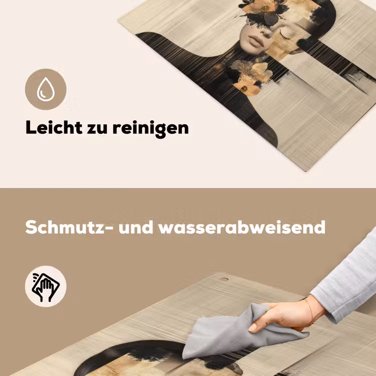 Gezicht - Bloemen - Zwart - Vrouw Inductie beschemer met haakjes klein -ky-schoon-de