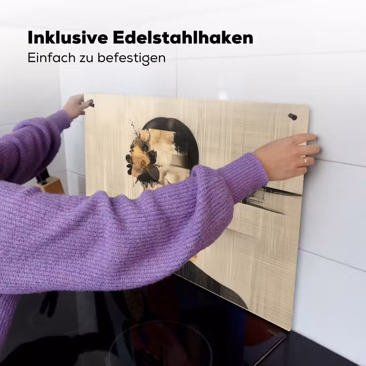Gezicht - Bloemen - Zwart - Vrouw Inductie beschemer met haakjes klein -ky-ophangen-de
