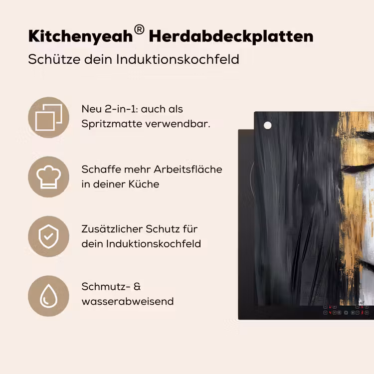 Gezicht - Vrouw - Penseelstreken - Abstract Inductie beschemer met haakjes klein -ky-usp-de