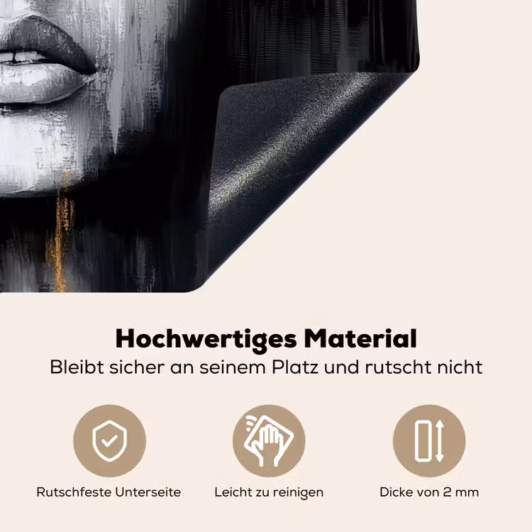 Gezicht - Vrouw - Penseelstreken - Abstract Inductie beschemer met haakjes klein -ky-onderkant-de