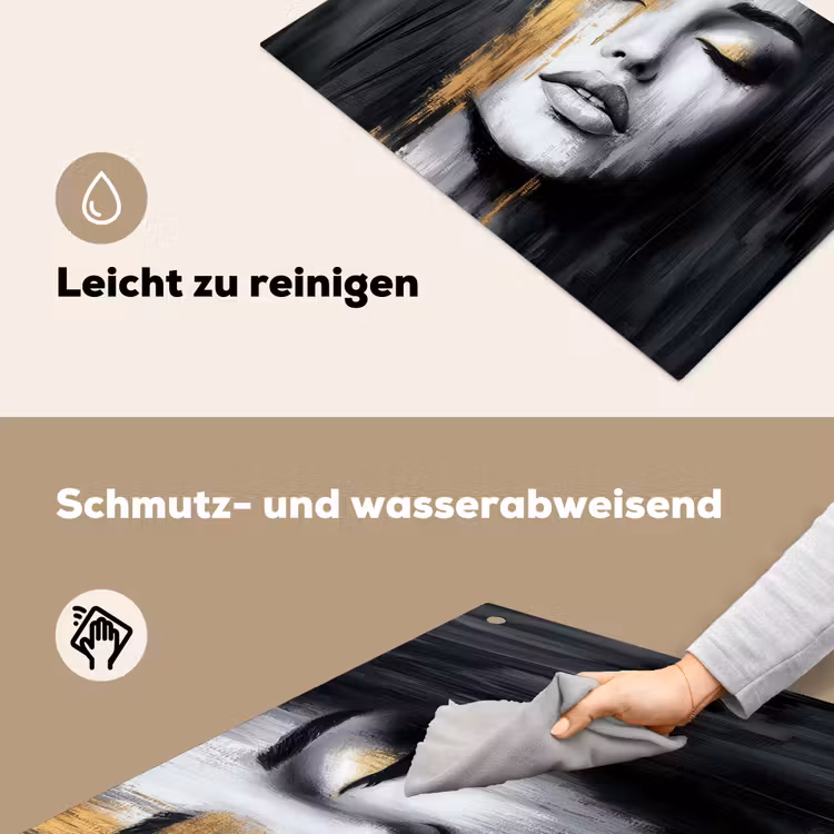 Gezicht - Vrouw - Penseelstreken - Abstract Inductie beschemer met haakjes klein -ky-schoon-de
