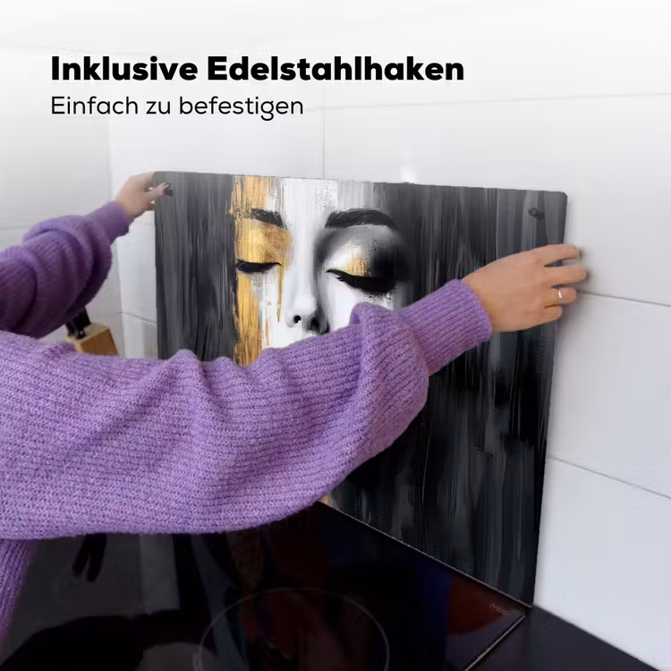 Gezicht - Vrouw - Penseelstreken - Abstract Inductie beschemer met haakjes klein -ky-ophangen-de