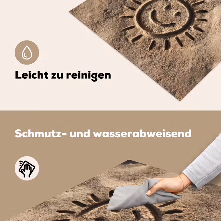 Gezichtje - Zon - Zand - Getekend Inductie beschemer met haakjes middel -ky-schoon-de