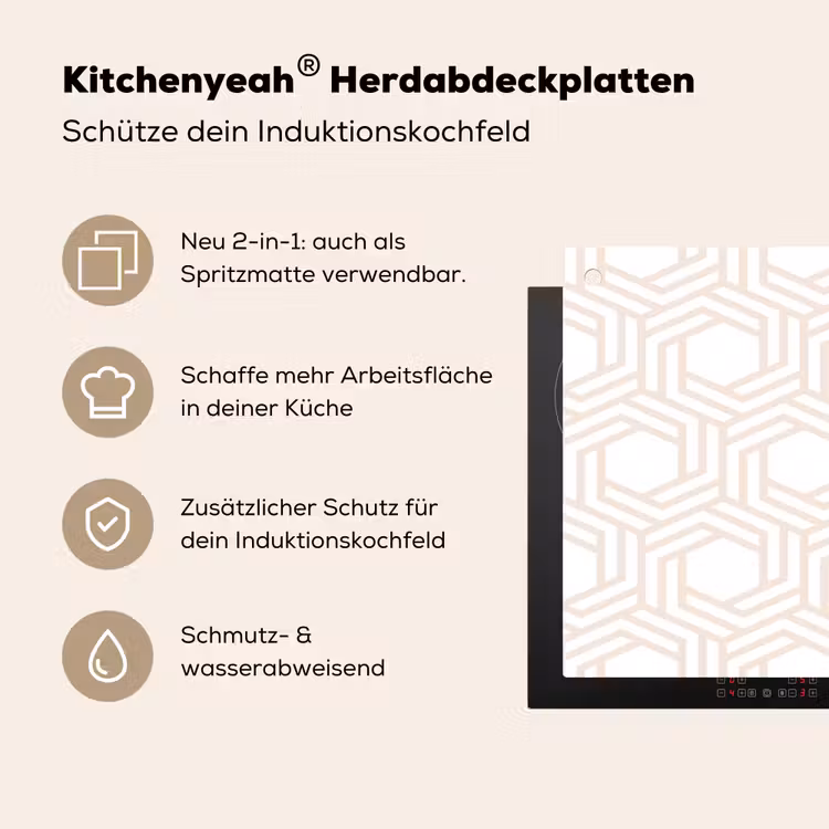 Design - Geometrie - Patroon Inductie beschemer met haakjes klein 777 -ky-usp-de