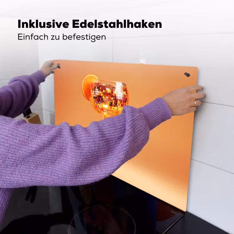 Drank - Oranje - Glitter - Disco Inductie beschemer met haakjes klein -ky-ophangen-de